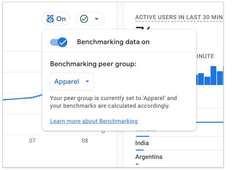 GA4 benchmarking feature