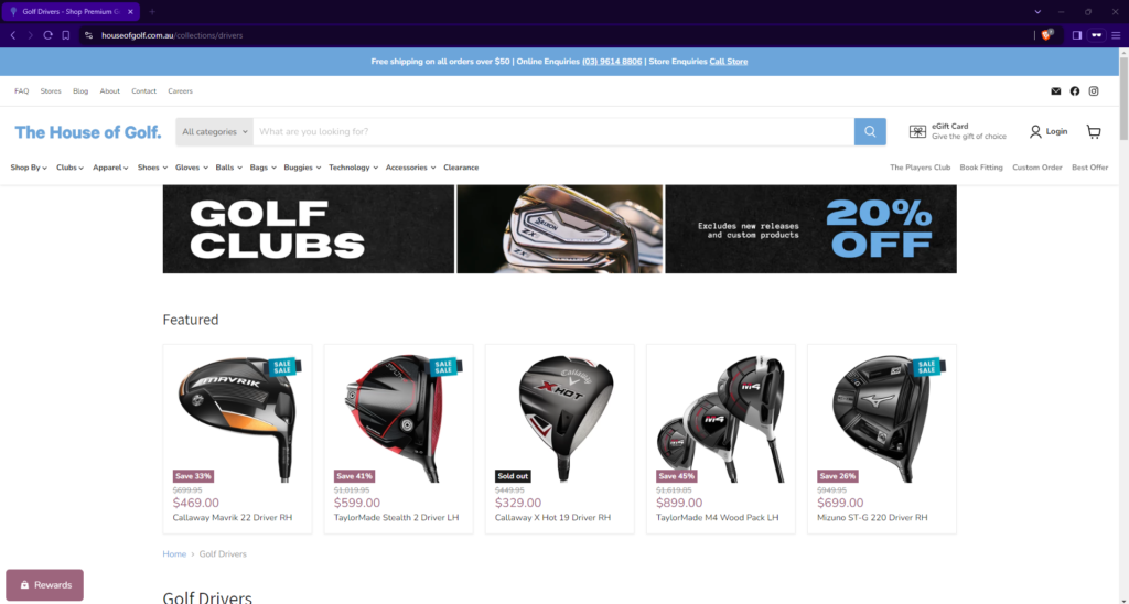 House of Golf website